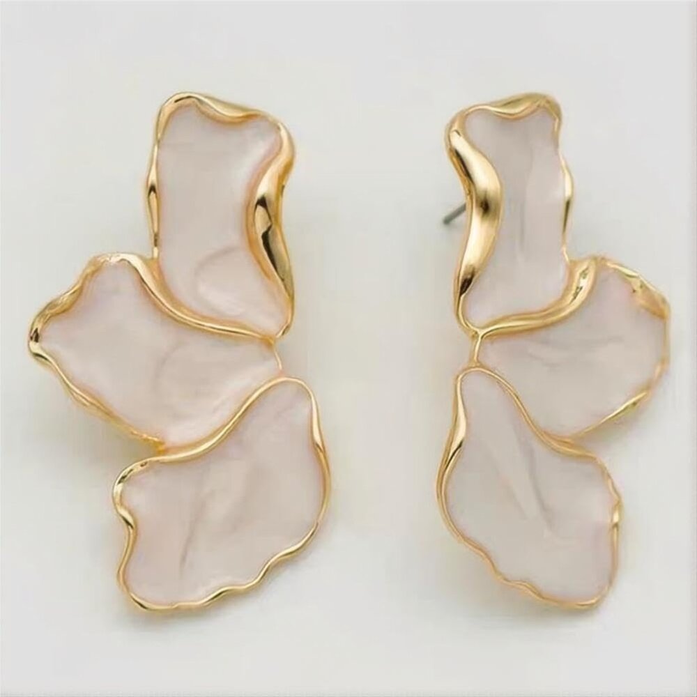 Irregular Petal Earring For Women Stainless Steel Unique Statement Flower Dangle - Picture 6 of 6